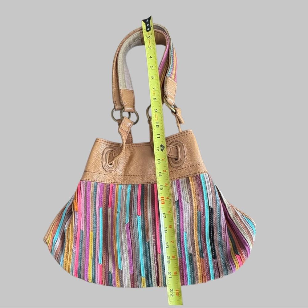 Lucky brand colorful striped leather shoulder hobo bag - Picture 7 of 10